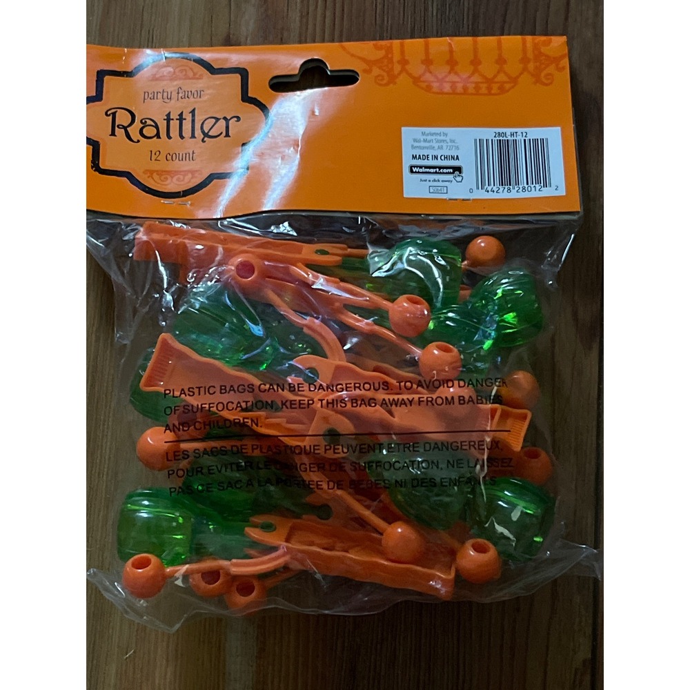 Walmart Party Favor Rattler 12 Count Orange Green Plastic Noisemakers 280L-HT-12